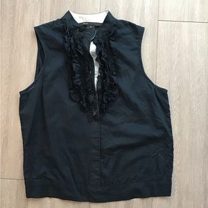 Marc Jacobs black sheer ruffled top Size S
